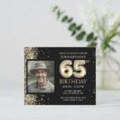 65e verjaardag foto gouden ballon papier blad (Staand voorkant)