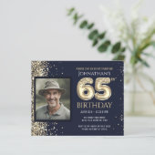 65e verjaardag foto gouden ballon papier blad (Staand voorkant)