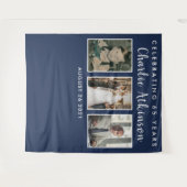 65e verjaardag fotocollage achtergrond banner wandkleed (Voorkant (horizontaal))