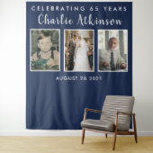 65e verjaardag fotocollage achtergrond banner wandkleed (In situ)
