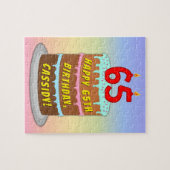 65e verjaardag: Fun Cake and Candles + Custom Name Legpuzzel (Horizontaal)