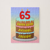 65e verjaardag: Fun Cake and Candles + Custom Name Legpuzzel (Verticaal)