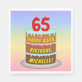 65e verjaardag: Fun Cake and Candles + Custom Name Servet