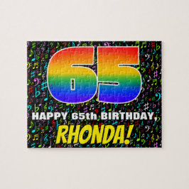 65e verjaardag — Fun, Colorful Music Symbols & "65 Legpuzzel