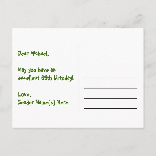 65e verjaardag - Fun Fireworks Pattern + Rainbow 6 Briefkaart (Achterkant)