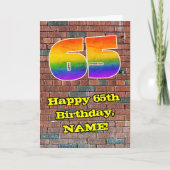 65e verjaardag: Fun Graffiti-geïnspireerde regenbo Kaart (Voorkant)