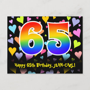 65e verjaardag: Fun Hearts-patroon, Regenboog 65 Briefkaart