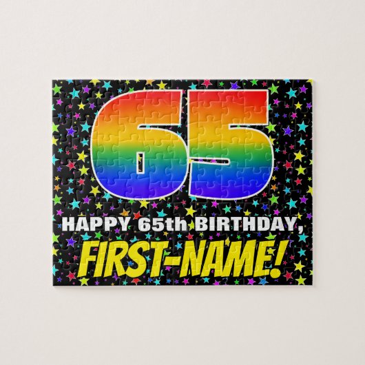 65e verjaardag — Fun, kleurrijk Star Field Pattern Legpuzzel (Horizontaal)