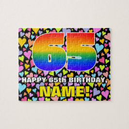 65e verjaardag - Fun, liefhebbende hartvormen + "6 Legpuzzel