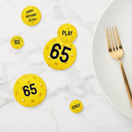 65e verjaardag gele pickleball confetti