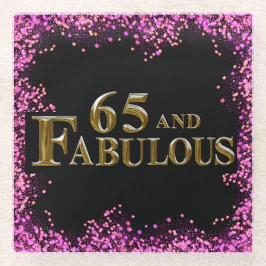 65e verjaardag glazen onderzetter (Voorkant)