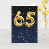 65e verjaardag Gold Mylar ballon en Confetti Card Kaart (Gele Bloem)