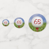 65e verjaardag golfbal op rood t-shirt confetti (Voorkanten)