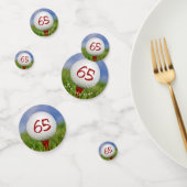 65e verjaardag golfbal op rood t-shirt confetti (Groep)