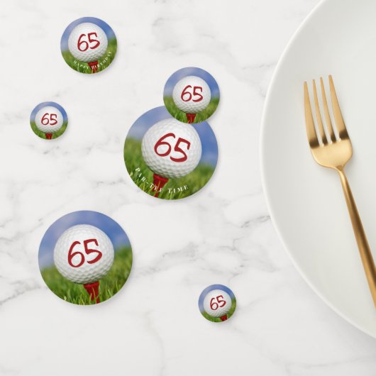 65e verjaardag golfbal op rood t-shirt confetti (Groep)