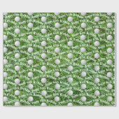 65e verjaardag golfballen op gras inpakpapier (Vlak)