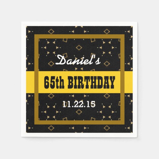 65e Verjaardag GOUD en ZWART Confetti Custom V01F6 Servet (Voorkant)