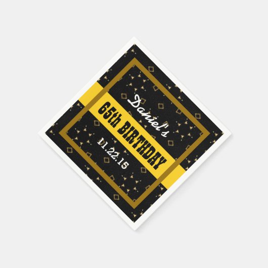 65e Verjaardag GOUD en ZWART Confetti Custom V01F6 Servet (Hoek)