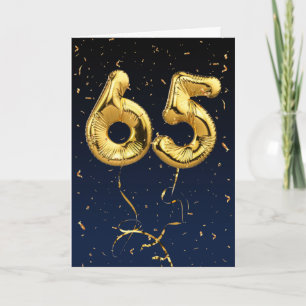 65e verjaardag Gouden Mylar-balloon en Confetti Ka Kaart