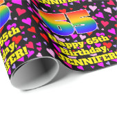 65e verjaardag: Heatpatroon liefhebbend, regenboog Cadeaupapier (Rol Hoek)