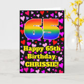 65e verjaardag: Heatpatroon liefhebbend, regenboog Kaart (Gele Bloem)