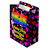 65e verjaardag: Heatpatroon liefhebbend, regenboog Medium Cadeauzakje (Achterkant Gekanteld)