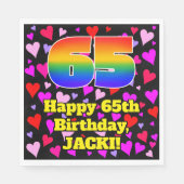 65e verjaardag: Heatpatroon liefhebbend, regenboog Servet (Voorkant)