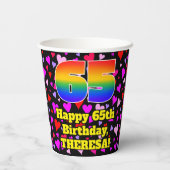 65e verjaardag: Het liefhebbende Kunstpatroon, Reg Papieren Bekers (Achterkant)