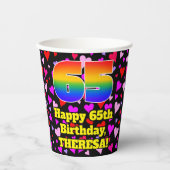 65e verjaardag: Het liefhebbende Kunstpatroon, Reg Papieren Bekers (Voorkant)