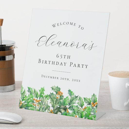 65e verjaardag Holly December Geboorte Bloem Welko Reclamebord Met Voetstuk (Insitu)
