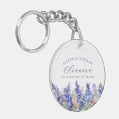 65e Verjaardag Juli Geboorte Bloem Gift Custom Sleutelhanger (Voorkant Links)