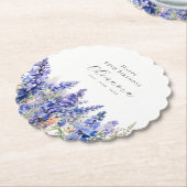 65e Verjaardag Juli Geboortebloem Larkspur Custom Kartonnen Onderzetters (Gekanteld)