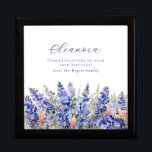 65e verjaardag juli Geboortemaand Bloem Cadeaudoosje<br><div class="desc">Elegante zomerse waterverf blauw larkspur bloesems creëer een prachtige bloemrand onderaan deze juli Geboortebloem geschenkdoos. Larkspur of delphinium bloemen zijn de juli geboorte bloem. Een trendy lettercombinatie geeft het een moderne esthetiek. Alle tekst is bewerkbaar.</div>