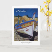 65e verjaardag Kaart - Algarve Vissen Boat (Gele Bloem)