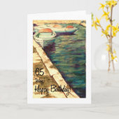 65e Verjaardag Kaart - Blue Boats (Gele Bloem)