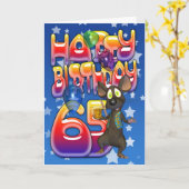 65e verjaardag Kaart schattig met kleine muis (Gele Bloem)