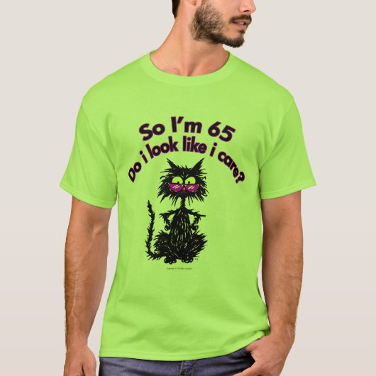 65e verjaardag kat cadeaus t-shirt (Voorkant)