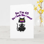 65e verjaardag kattencadeaus kaart (Gele Bloem)