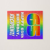 65e verjaardag: kleurrijk, vun regenboogpatroon # legpuzzel (Horizontaal)
