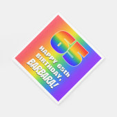 65e verjaardag: kleurrijk, vun regenboogpatroon #  servet (Hoek)