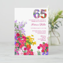65e verjaardag Kleurrijke bloem 65 Tuinfeest