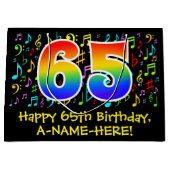 65e verjaardag - Kleurrijke muzieksymbolen, Rainbo Groot Cadeauzakje (Voorkant)