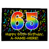 65e verjaardag - Kleurrijke muzieksymbolen, Rainbo Groot Cadeauzakje (Achterkant)