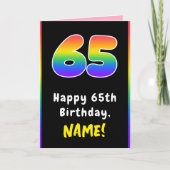 65e verjaardag: kleurrijke regenboog # 65, aangepa kaart (Voorkant)