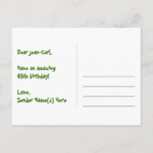 65e verjaardag: Leuk harten patroon, Regenboog 65 Briefkaart (Achterkant)