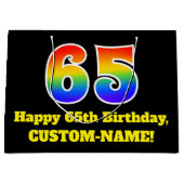 65e verjaardag ~ Leuk, kleurrijk, levendig, regenb Groot Cadeauzakje (Voorkant)