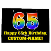 65e verjaardag ~ Leuk, kleurrijk, levendig, regenb Groot Cadeauzakje (Achterkant)