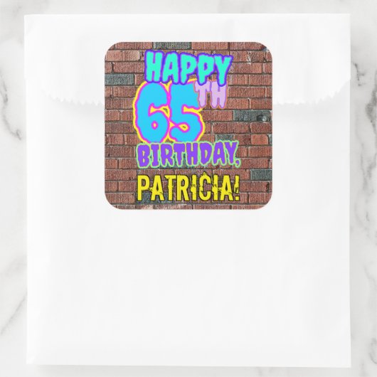 65e verjaardag - Leuk, Urban Graffiti geïnspireerd Vierkante Sticker (Tas)