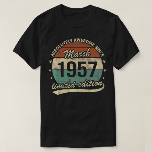 65e verjaardag maart 1957 Absoluut Awesom T-shirt (Design voorkant)
