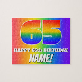 65e verjaardag — Meerkleurig regenboogpatroon "65" Legpuzzel